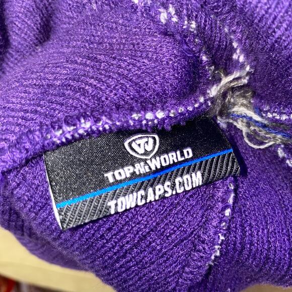 Louisiana State University LSU Tigers Pom Pom Beanie Grey Purple Gold Hat - Picture 6 of 7